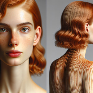 Photorealistic image. Beautiful ginger haired woman.fair skin. S...