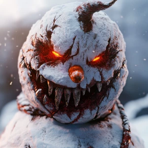 Snowman,  in the style of Yautja's (Hunter Predator),ultra-detai...