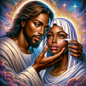 Ensure that the image distinctly represents both Jesus Christ an...