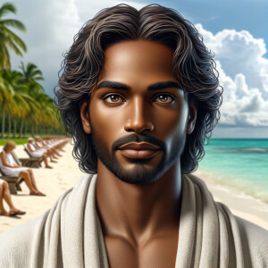 Create a 3-D realistic picture of a beautiful African-American J...