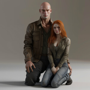 A photorealistic high resolution image. Light ginger haired fema...