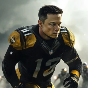 Elon Musk NFL player in action, gta art style