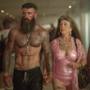 Hyperrealism digital painting ,a australia muscular beefy bearde...