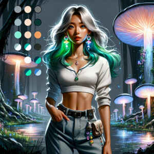 Picture yourself in a tranquil forest illuminated by giant, glow...