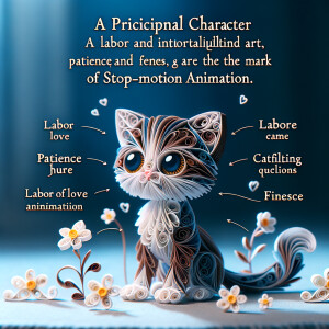 stop motion of paper quilling art of a cute kitten