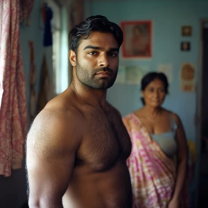 A muscular Indian man, with a history of criminal activity, acco...