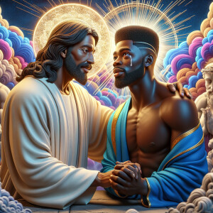 Creates a 3D realistic artwork featuring the phrase 'Jesus Saves...