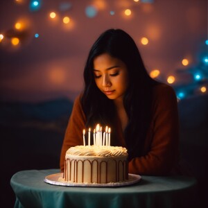 Picture a 23 year old girl with long dark brown hair and long ey...