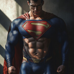 A superman showing his abs