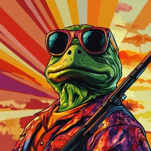 MEME PEPE in GTA art style, , in the style of a Grand Theft Aut...