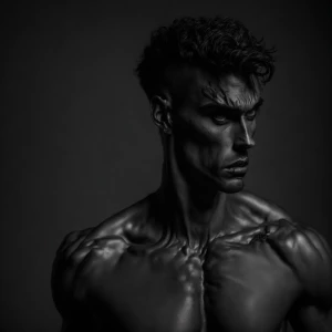 Create an image of a captivating male embodiment of Pride, one o...