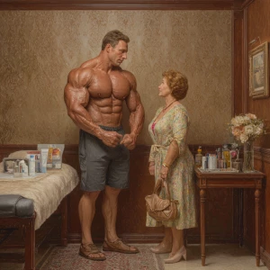 Hyperrealistic  painting photo of a muscular Russian man in his...