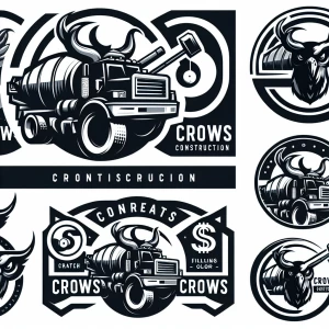 Create 10 
Circular logo cement truck with  black, intigrate the...