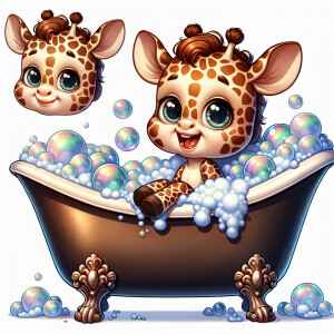 Character design A cute small Boy-giraffe Hybrid smiling taking...