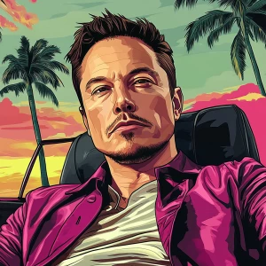 Elon Musk in GTA art style — trenchers — in the style of a Grand...