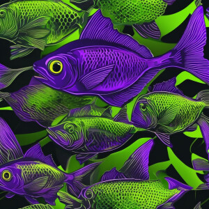 purple and neon green piranha