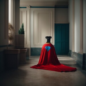 Un perro vestido de superman
