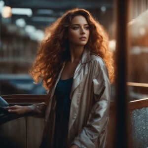 portrait photography shoot on a glamorous runway featuring a stu...