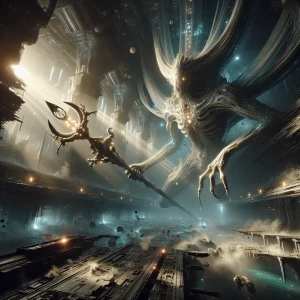 a medium quality digital painting of a (Zilant) creature holding...