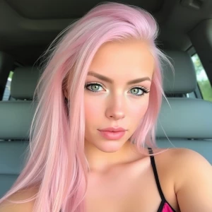 Photo of A stunning 24yo female, pink hair and purple eyes.
