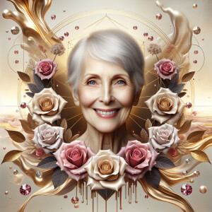 A horizontal portrait of a thi, smiling heavier, set 80-year-old...