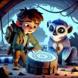 A boy and a blue-furred lemur have found an ancient artifact. In...
