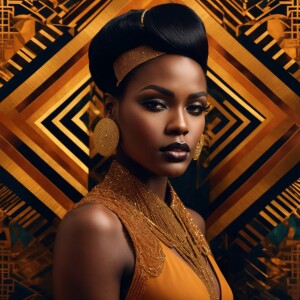 Create a stunning Art Deco border with golden geometric patterns...