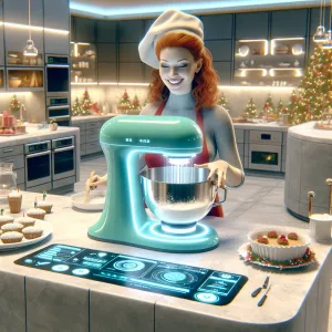 Christmas Create a photorealistic fun sci-fi image of a futurist...