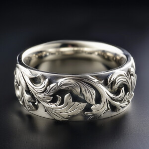 A stunning sterling silver ring featuring intricately designed a...