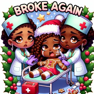 African American chibi-style girl brown eyes, dressed as a ginge...