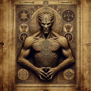 Imagine a detailed and comprehensive Illuminati Manuscript featu...