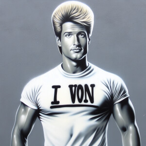 Create  an airbrushed oil painting of donald  trump wearing a ts...