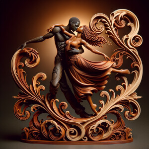 3d wood and porcelain sculpture of an Afrocentric woman with a m...