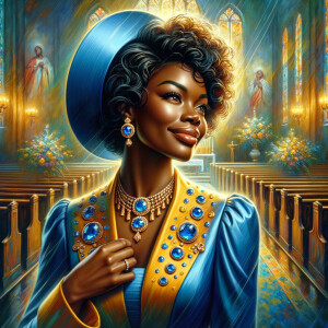 A spiritually enriching illustration portrays an African America...