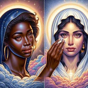 Ensure that the image distinctly represents both Jesus Christ an...