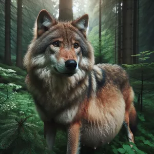 Heavily pregnant female wolf and furry