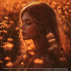 “Golden hour magic ✨ Wrapped in warmth, lost in the light. Some...