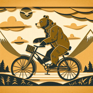 A bear riding bike