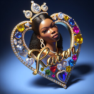 Craft a 3-D image showcasing the name 'KAREN' in a luxurious gol...