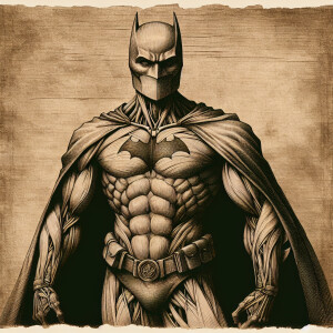 Batman in the style of Anatomist by Leonardo da Vinci. Sketch. H...