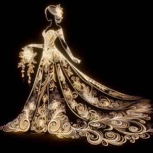 A mesmerizing white light drawing of a female silhouette. She we...