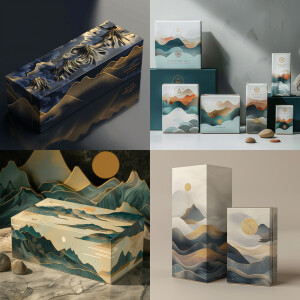 Luxurious product package box, high end product, mountains and s...