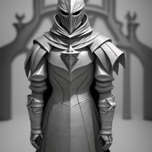 3d rendering, grayscale, knight Templar, high quality, facing to...