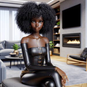 A photorealistic 3-D image of an light skinned African-American...