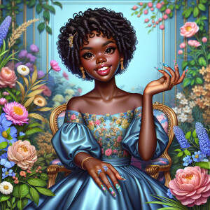 Create a realistic airbrushed illustration of a young, smiling,...