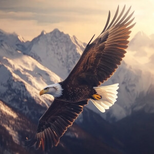 Bald eagle , high definition photo realistic flying