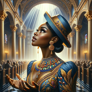 Create an airbrush oil painting of an African American woman wit...