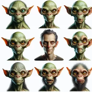 Envision the Grinch depicted as hairless, focusing on his unique...