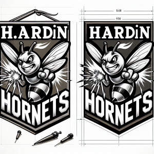 Design a school banner featuring the words 'Hardin Hornets' alon...