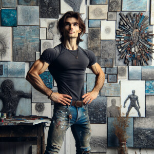 Athletic Thin skinny Attractive eurasian girl, long brown hair a...